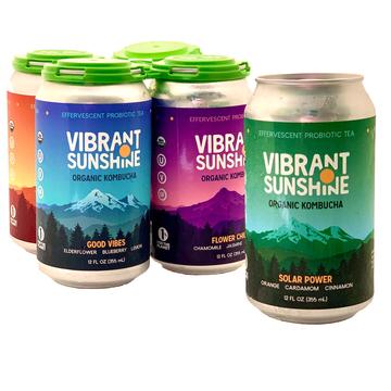 Vibrant Sunshine Kombucha: Sampler 4 Pack