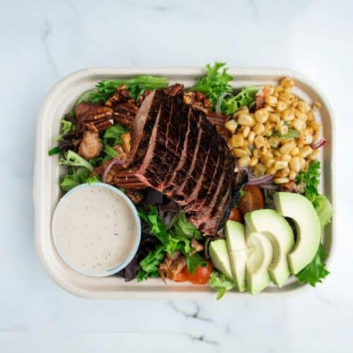 Salad: Honey Mustard Bacon, and Avocado Salad- Flank steak