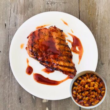 BBQ chicken breast with baked bean
