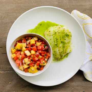 Baked cod with pineapple  salsa