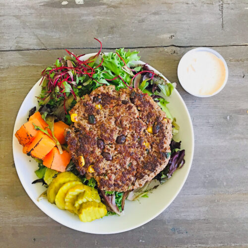 Black bean burger bowl