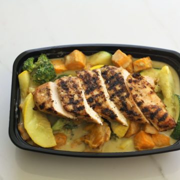 Grilled chicken with butternut squash curry