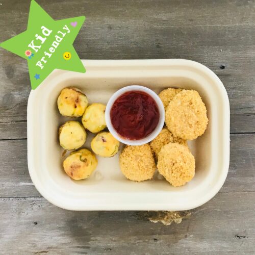 Kid's Menu: Baked Chicken nuggets and potato cakes