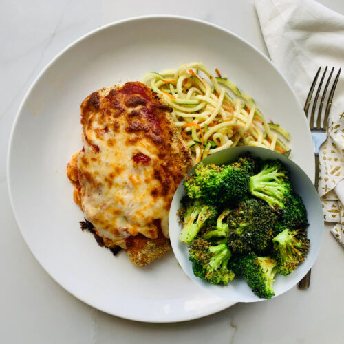 Baked Parmesan Chicken with roasted broccoli