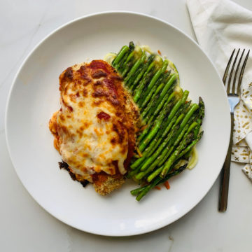 Baked Parmesan Chicken with asparagus