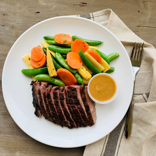 Thai peanut flank steak with Asian vegetables