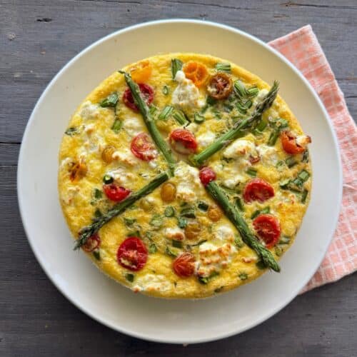 Breakfast:  Vegetable goat cheese frittata