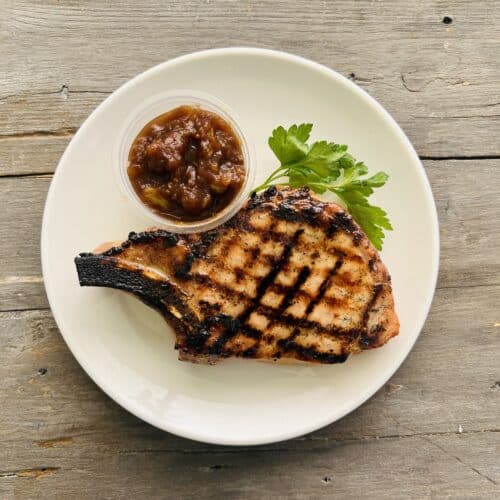 Grilled bone-in pork chop