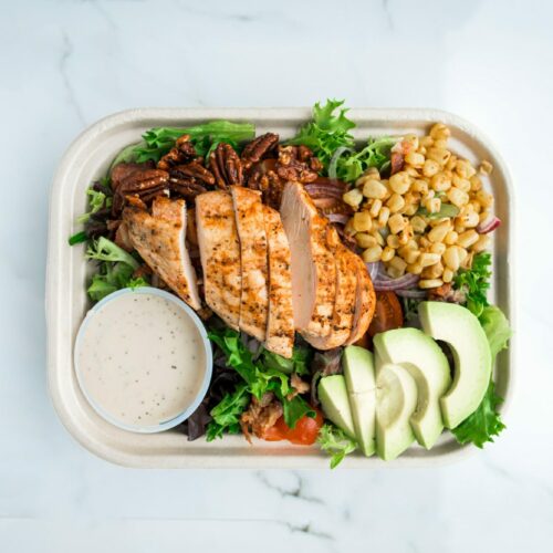 Salad: Honey Mustard Chicken, Bacon, and Avocado Salad