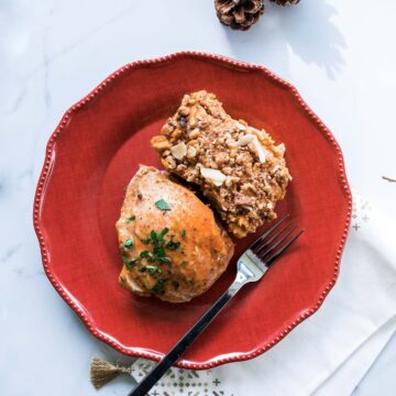 Stuffed chicken breast with sweet potato casserole
