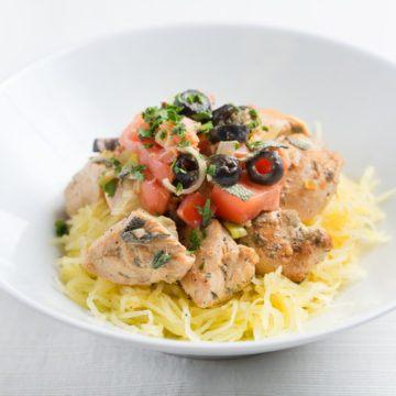 Mediterranean chicken with spaghetti squash