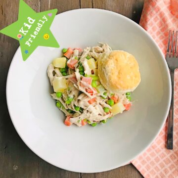 Kid's Menu: chicken pot pie with biscuit