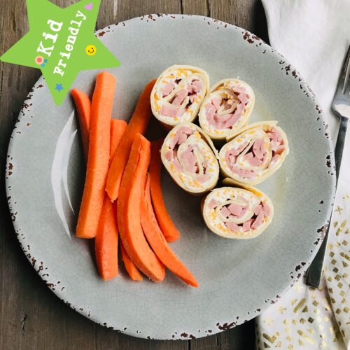 Kid's Menu: ham and cheddar pinwheels