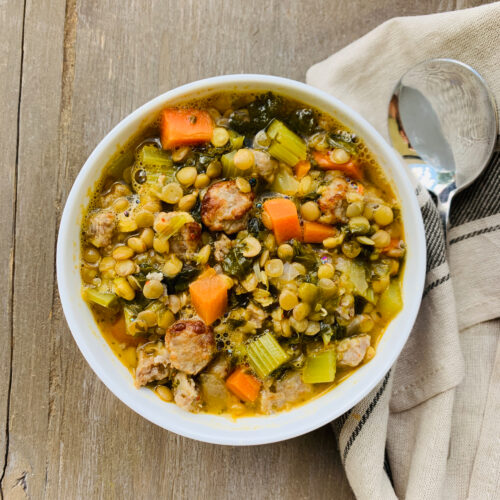 Soup: Sausage and lentil Soup
