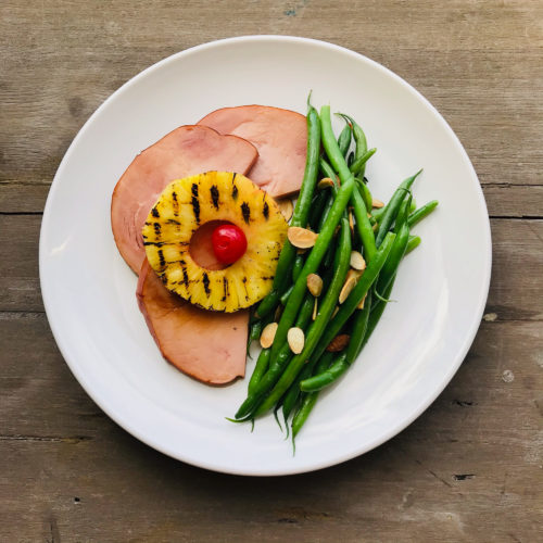 Easter: Pineapple ham with green bean almondine