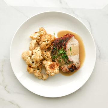 Herb roasted pork Loin with roasted cauliflower