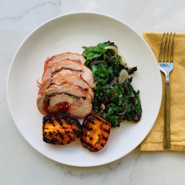 Pork saltimbocca with Swiss chard