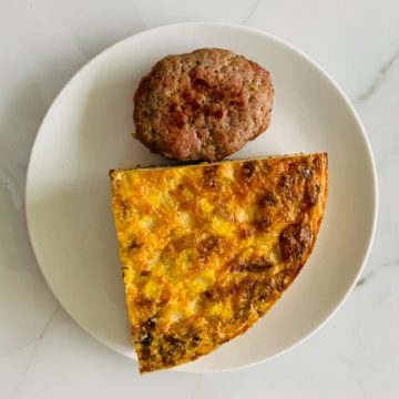 Breakfast: Potato bacon cheddar fritatta with sausage