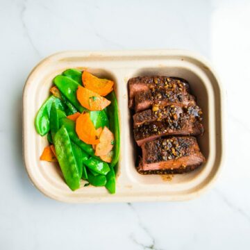 Teriyaki BBQ Flank Steak served with Asian vegetables
