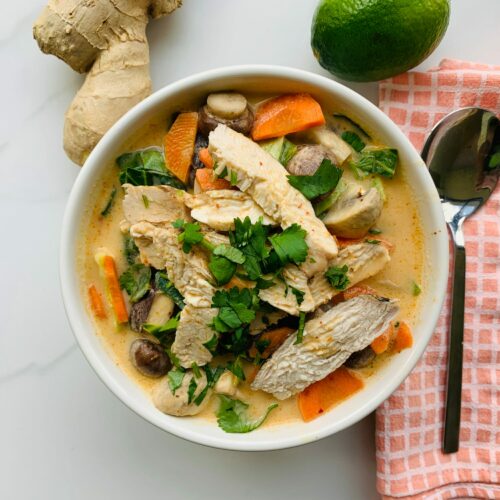 Soup: Tom kha (coconut chicken soup)