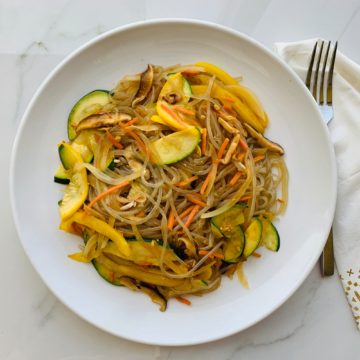 Vegan: Korean sweet potato noodle (Japchae )