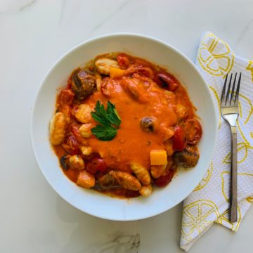 Vegetarian: Creamy sun-dried tomato and mushroom gnocchi