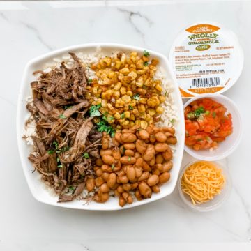 Shredded beef burrito bowl