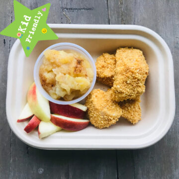Kid's Menu: chicken poppers with house made apple sauce