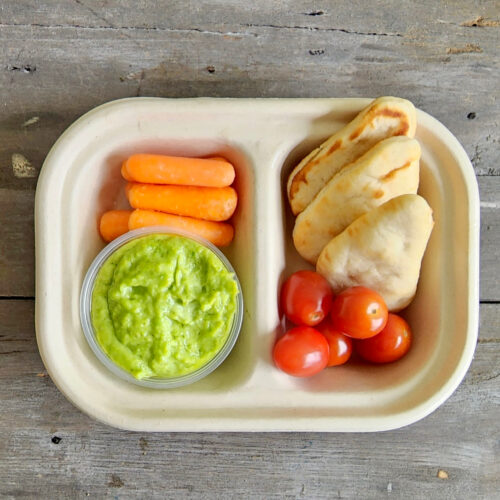 Snack Pack: Hummus Cup, Naan bread, Carrot Sticks & Grape Tomato