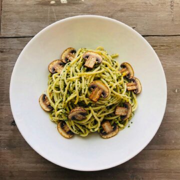 mushroom pesto pasta
